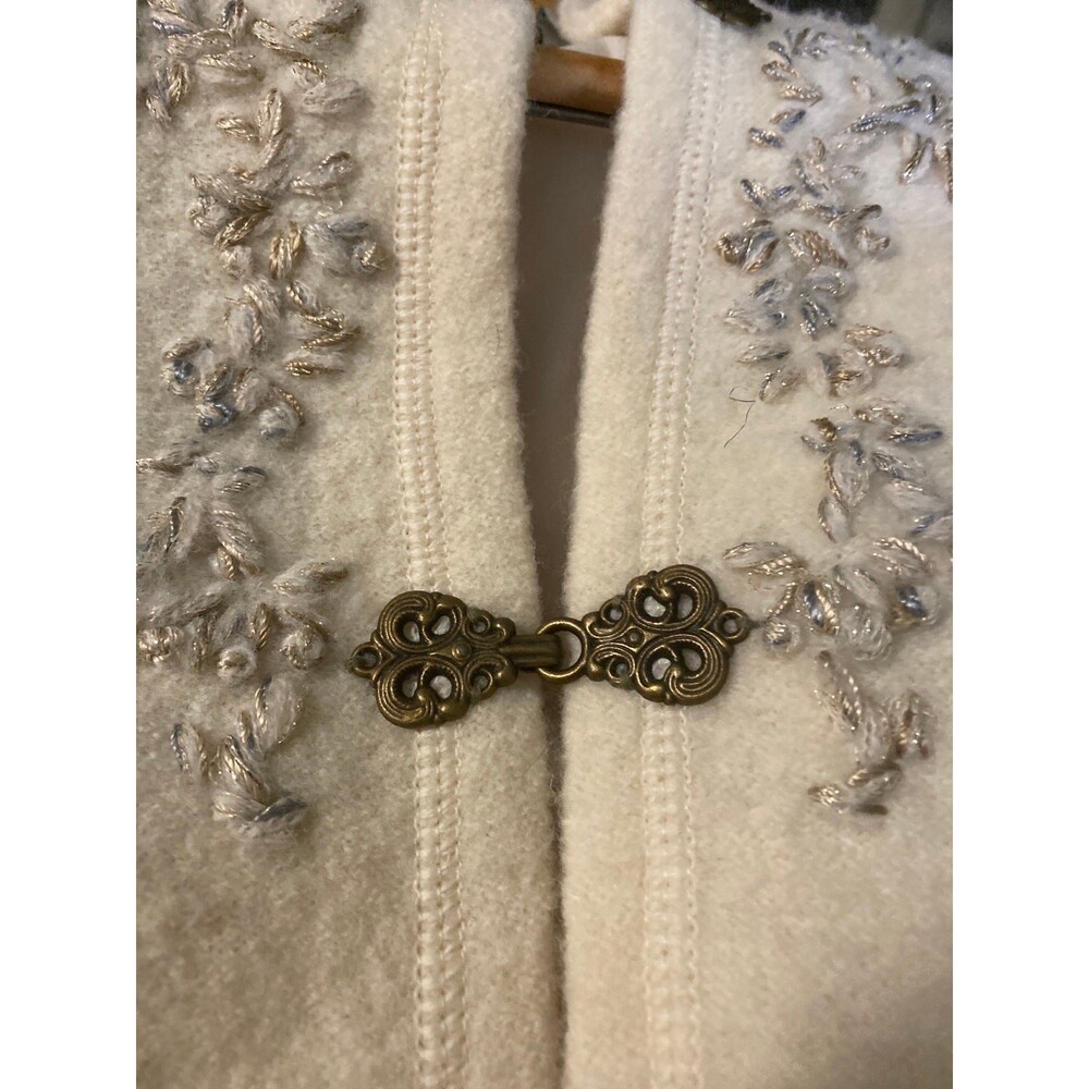 Coldwster Creek Wool Sz Med Embroidered Women Vtg Cardigan/Jacket Clasp Closure - Picture 7 of 11